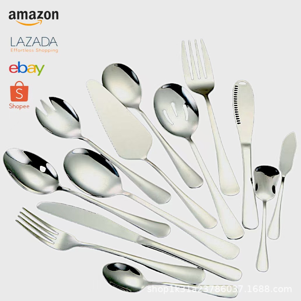 Stainless steel knives, forks and spoons, 1010 stainless steel tableware, thickened stainless steel spoons, gifts, hotel supplies full figure