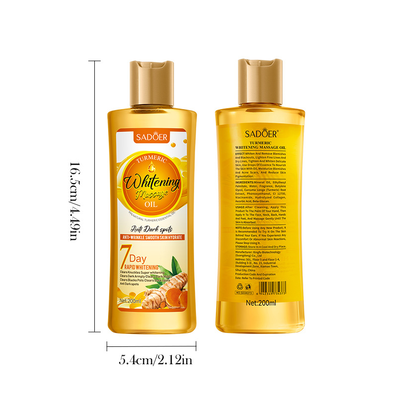 SADOER turmeric Whitening Massage Essential Oil for moisturizing the Body, a universal essential oil for cross-border wholesale trade Item Picture