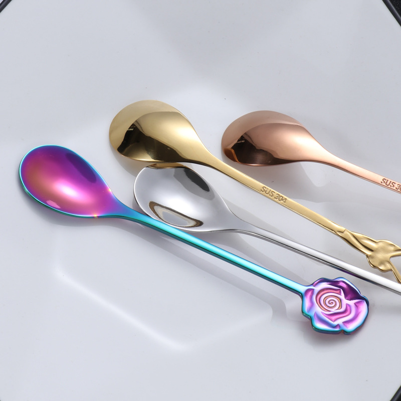 304 stainless steel spoon, creative heart-shaped flower stirring spoon, dessert, ice cream and coffee spoon Logo manufacturer Application Scenario