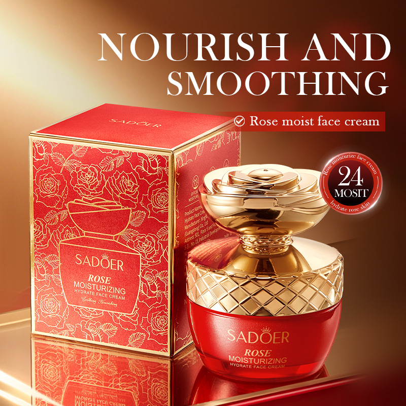 All-english SADOER Rose Moisturizing Hydrating Cream for Nourishing and softening the skin. Cross-border export wholesale of plant rose cream Specification drawing