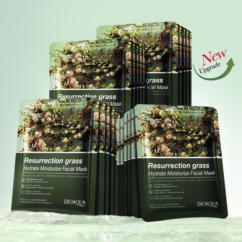 Cross-border wholesale of all-English BIOAOUA Resurrection Grass Hydrating Moisturizing Facial mask, Hydrating and brightening Mask details Picture