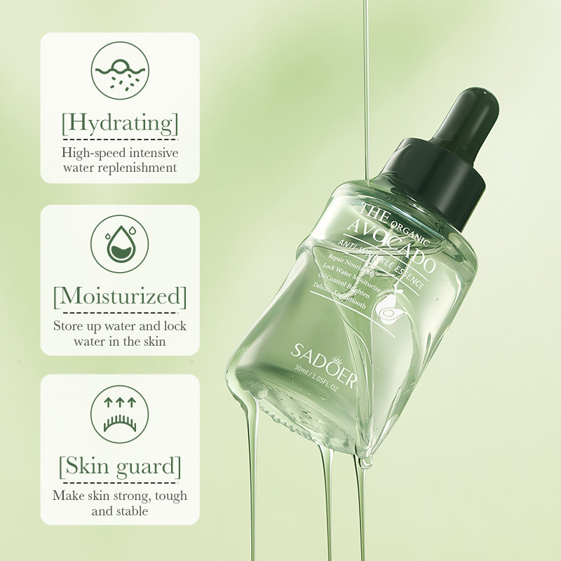 Cross-border export wholesale of SADOER organic avocado anti-wrinkle Essence in full English for hydrating, moisturizing, fine lines and skin care details Picture