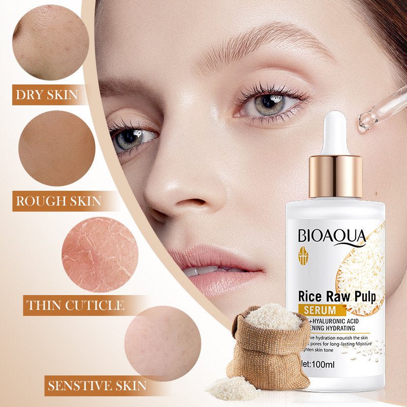 All-english BIOAOUA Rice Puree Hyaluronic Acid Hydrating Essence and Nourishing Essence cross-border export wholesale Specification drawing