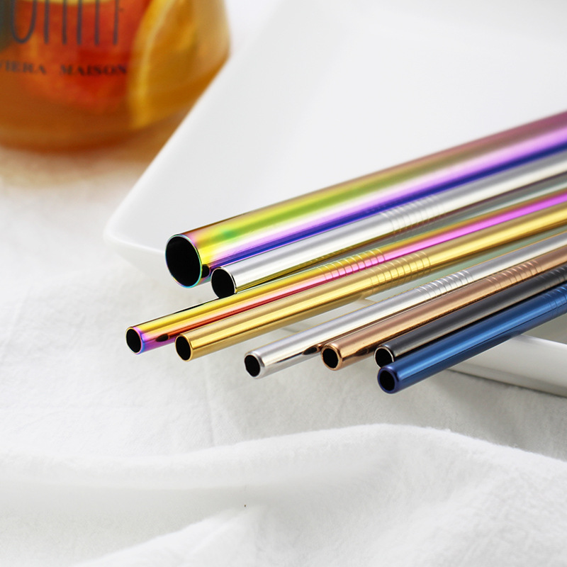 Wholesale 304 stainless steel straws, food-grade colored metal straws, creative milk tea drink straws, one tube per person Specification drawing