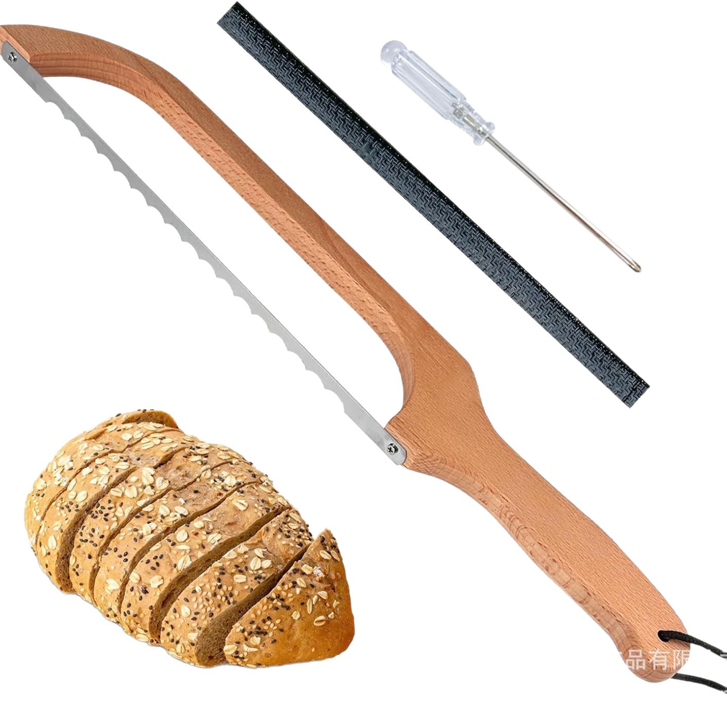In-stock wooden bread saw, cross-border simple baking bread cutting saw, kitchen tools, wooden bread slicing saw Item Picture