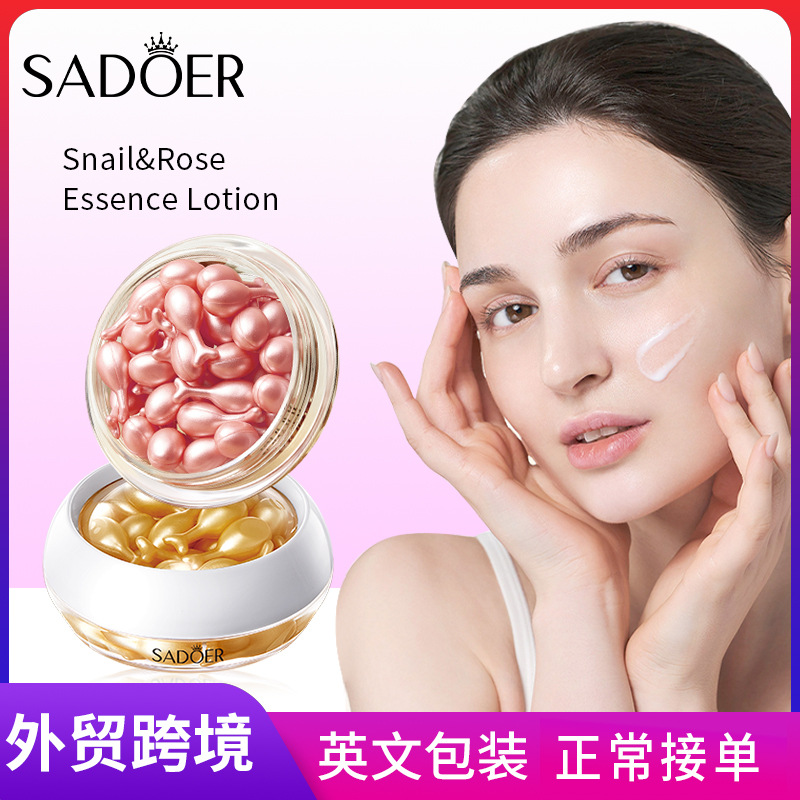 Cross-border export wholesale of SADOER Snail Rose Capsule Essence Lotion, Moisturizing and Nourishing Water Cream full figure
