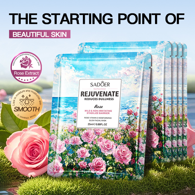 Full English SADOER rose Vitamin C Moisturizing and rejuvenating Facial Mask, hydrating and Nourishing Mask cross-border export wholesale full figure