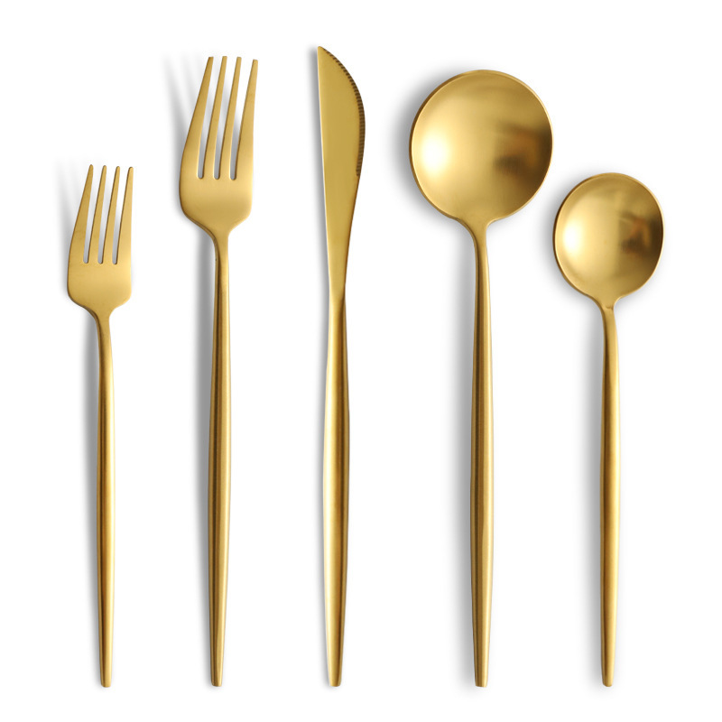 304 stainless steel knife, fork and spoon set, thickened Western steak knife and fork, golden stainless steel spoon, dessert spoon, Internet celebrity Item Picture