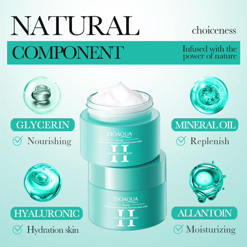 All-english BIOAOUA Hyaluronic Acid Moisturizing and Repairing Cream, Hydrating and rejuvenating Cream, cross-border export wholesale details Picture