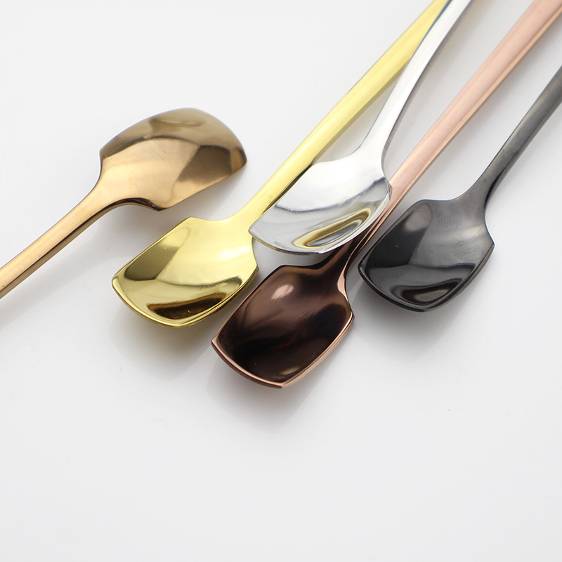 Creative extended 304 stainless steel spoon, coffee stirring spoon, stirring rod, long-handled ice cream spoon, dessert honey spoon Application Scenario