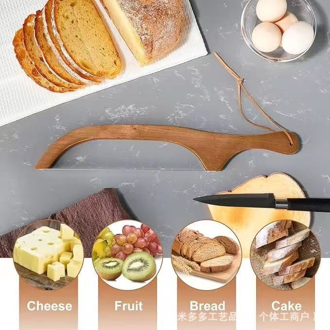 Wooden baguette slicer, bread sandwich slicer, simple toast saw, anti-bending bread cutter Specification drawing