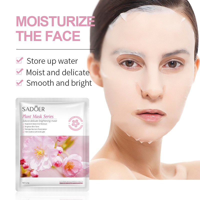 Cross-border export wholesale of SADOER black bean Cherry Blossom Uric acid-breaking Facial mask Moisturizing Mask Specification drawing