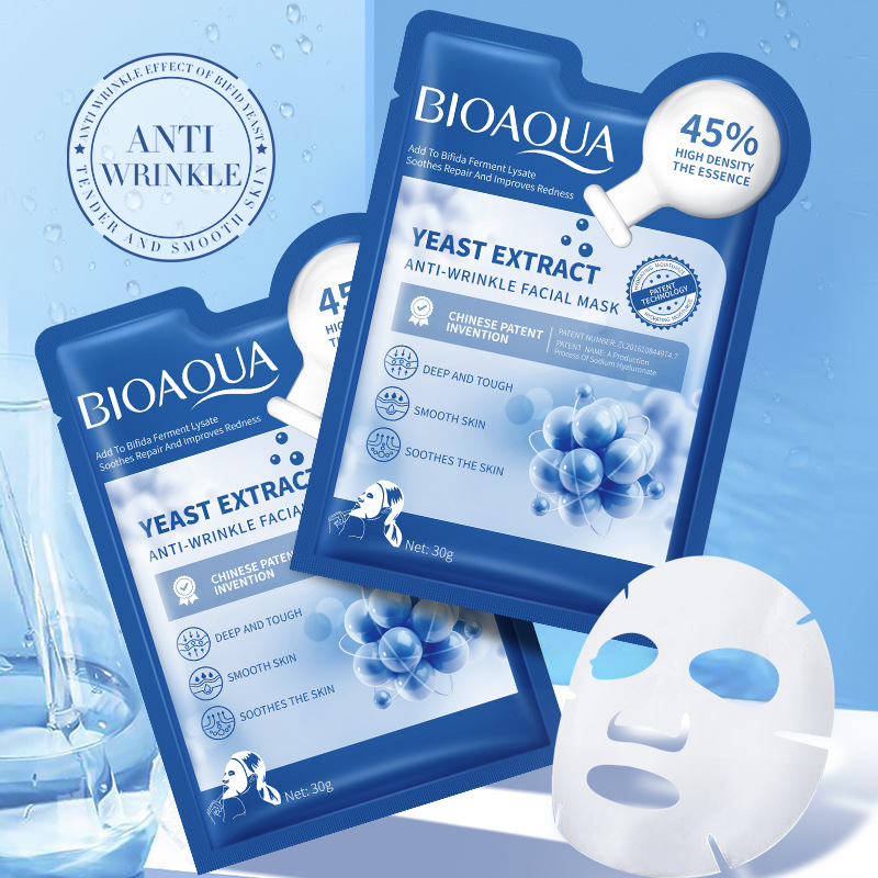 All-english BIOAOUA double-leaved yeast anti-Wrinkle Facial mask Hydrating Facial Mask cross-border export wholesale details Picture