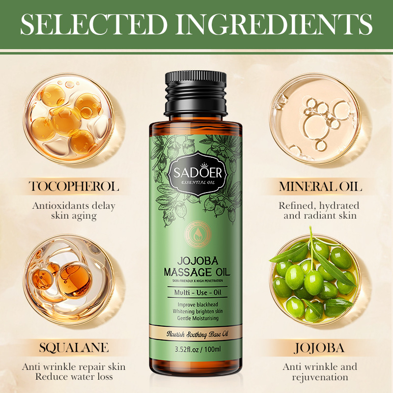 Cross-border wholesale of SADOER Jojoba oil base Massage oil for moisturizing the skin and body details Picture