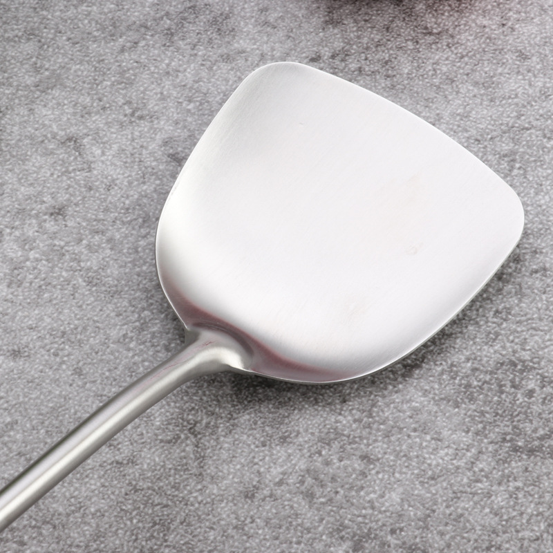 Factory wholesale 304 stainless steel spatulas, household kitchen soup spoons, cooking spoons and spatulas, wooden handle kitchenware, stir-frying spatulas Specification drawing