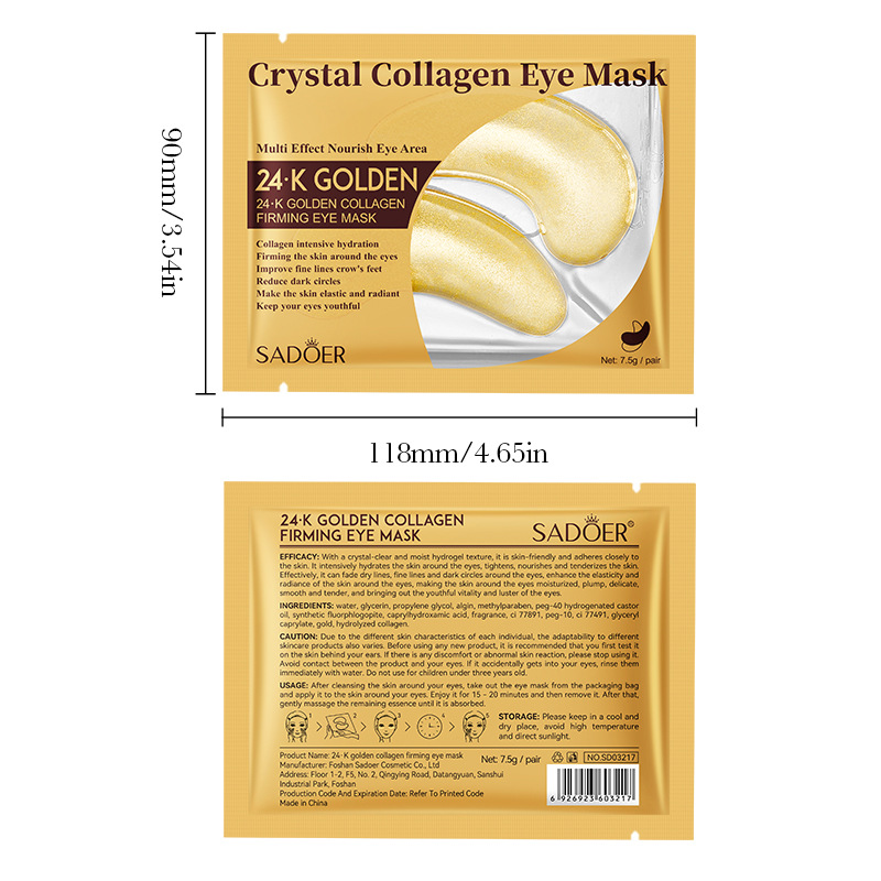 Cross-border export wholesale of SADOER24K Gold Collagen Firming Eye Mask and Hydrating Eye Mask Item Picture