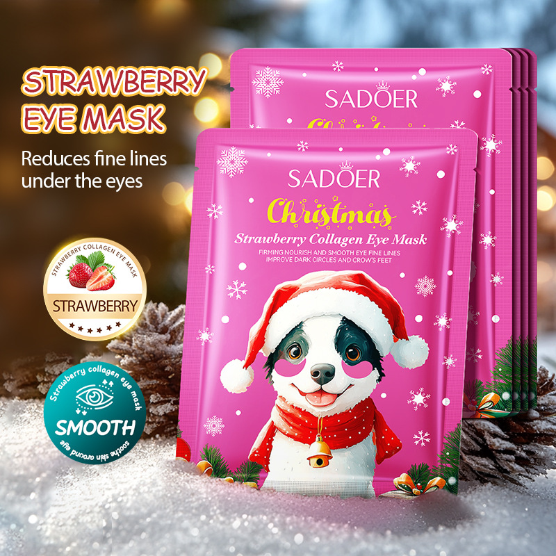 Full English SADOER Christmas Strawberry Collagen Eye Mask Moisturizing Eye Mask Cross-border export wholesale details Picture