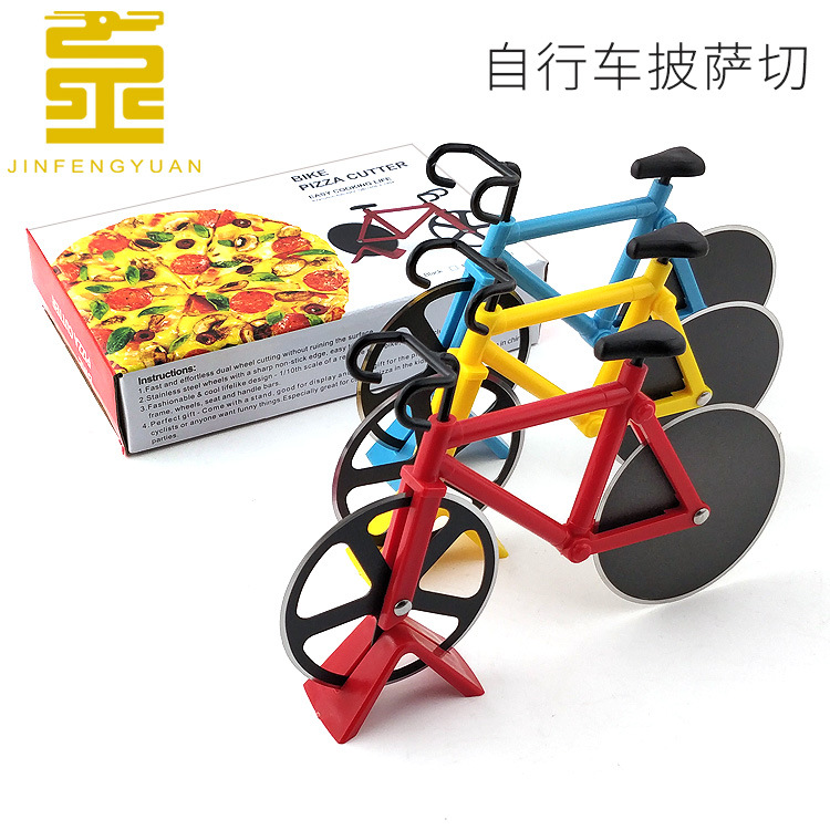 Creative bicycle pizza cutter stainless steel medium pizza maker, home pizza roller cutting tool for baking pizza full figure