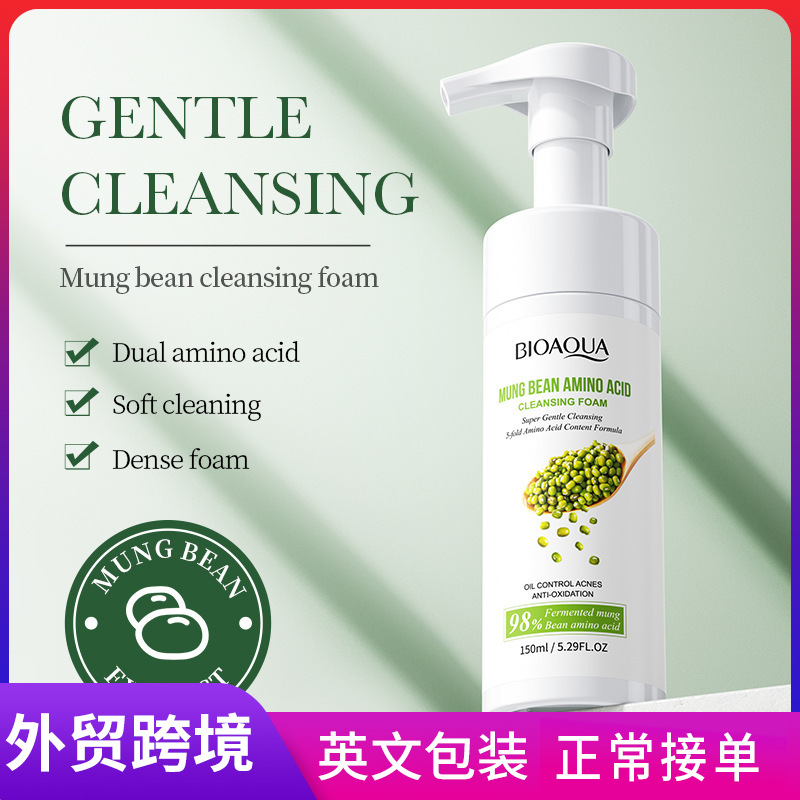 Cross-border wholesale of all-English BIOAOUA mung bean amino acid Facial cleanser full figure