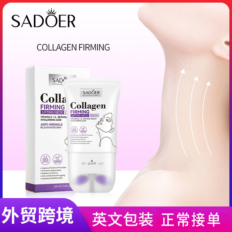 Full English SADOER Collagen Firming and Lifting Neck Cream Roller type beauty Neck Cream Cross-border export wholesale full figure