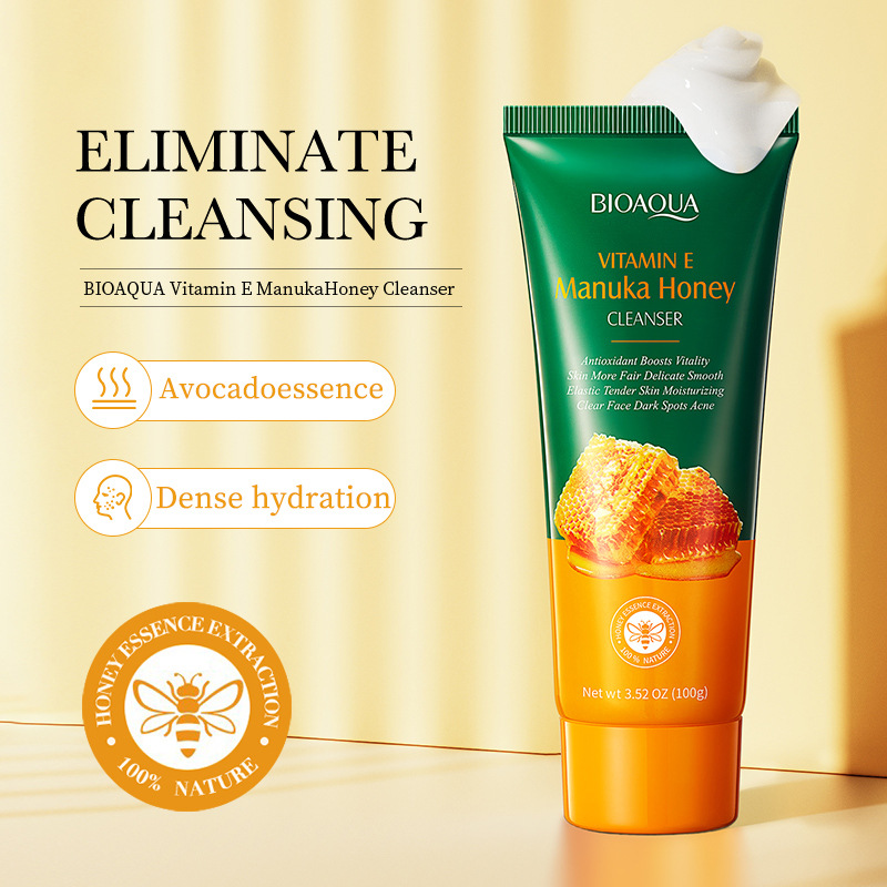 Full English BIOAOUA Vitamin E Honey skin care product set, Facial Cleanser and essence cross-border export wholesale Specification drawing