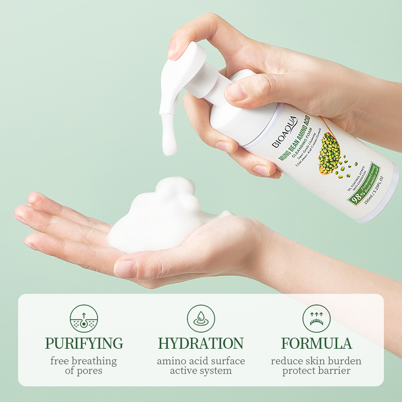 Cross-border wholesale of all-English BIOAOUA mung bean amino acid Facial cleanser details Picture
