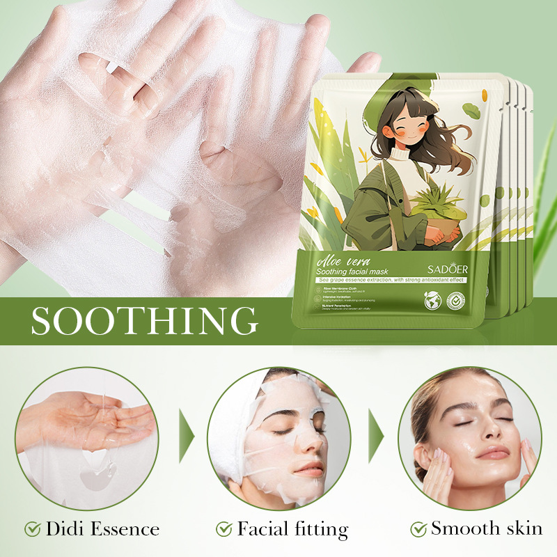 Cross-border export wholesale of SADOER aloe Vera Soothing Mask for hydrating, moisturizing and nourishing the skin Application Scenario