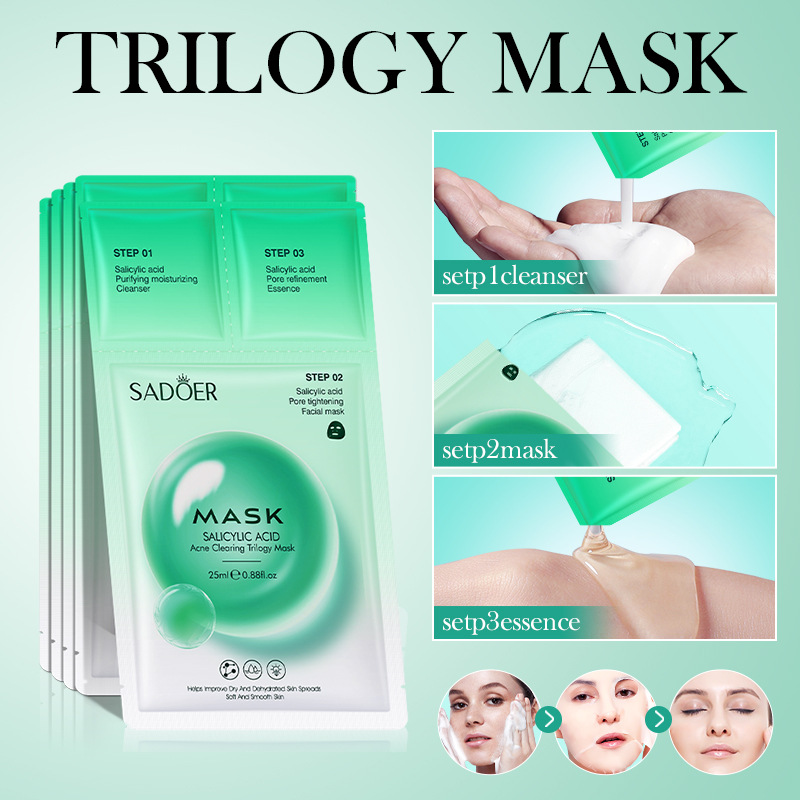 Cross-border export wholesale of SADOER salicylic acid acne-removing Trilogy Masks, delicate and moisturizing masks Specification drawing