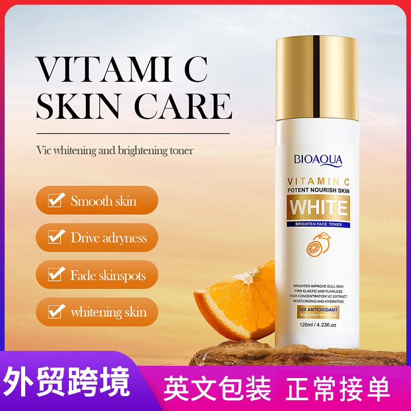 All-english BIOAOUA Vitamin C Whitening, brightening, toner, Pore-shrinking, Hydrating and Moisturizing Cross-border wholesale full figure