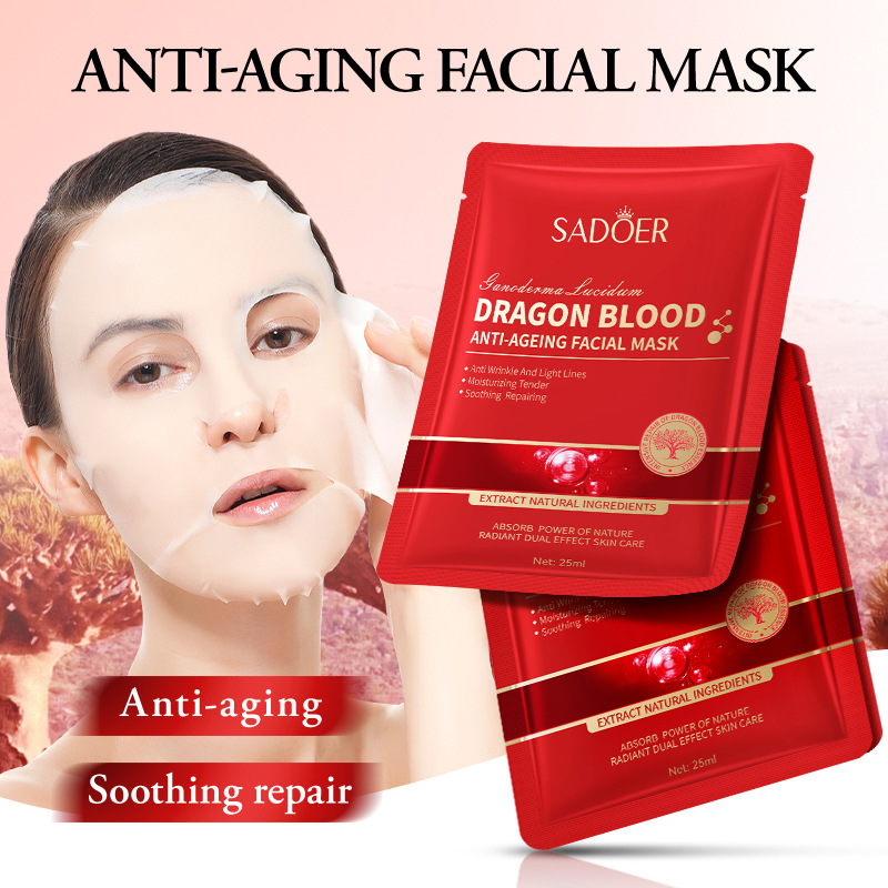 Full English SADOER Ganoderma lucidum Dragon Blood Anti-Wrinkle Mask Moisturizing and Hydrating Skin Mask Cross-border export wholesale Item Picture