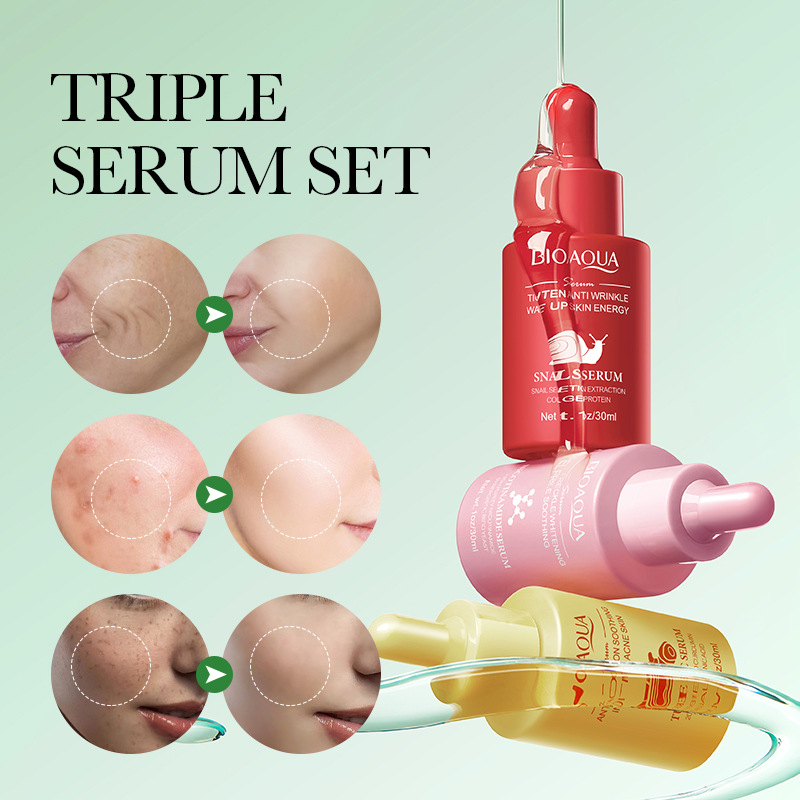 Full English BIOAOUA Snail Turmeric Niacinamide Essence Set Box Moisturizing Essence Cross-border export wholesale Specification drawing