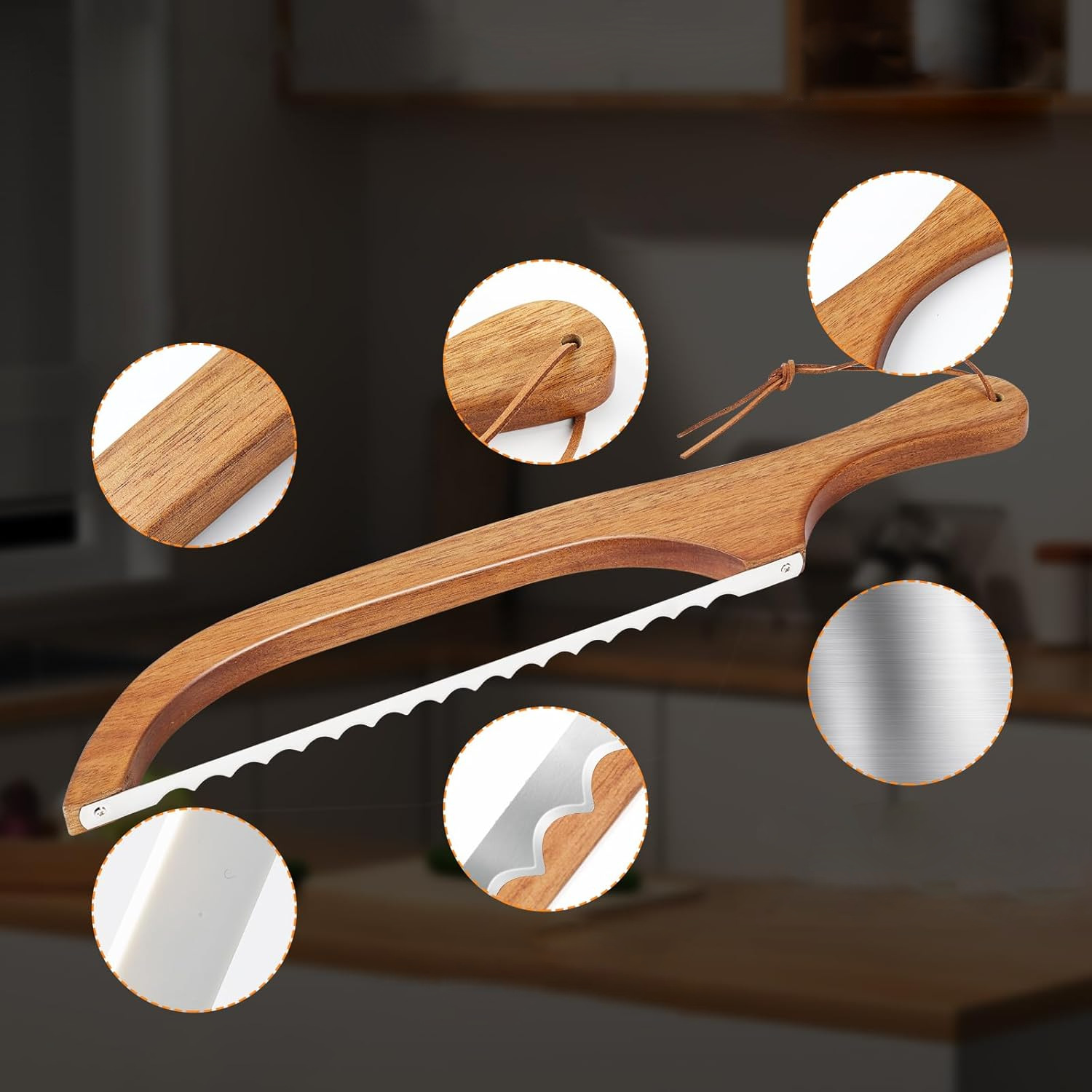 Hot-selling bread cutter, toast saw, simple bread cutting tool, wooden baguette cutting saw details Picture