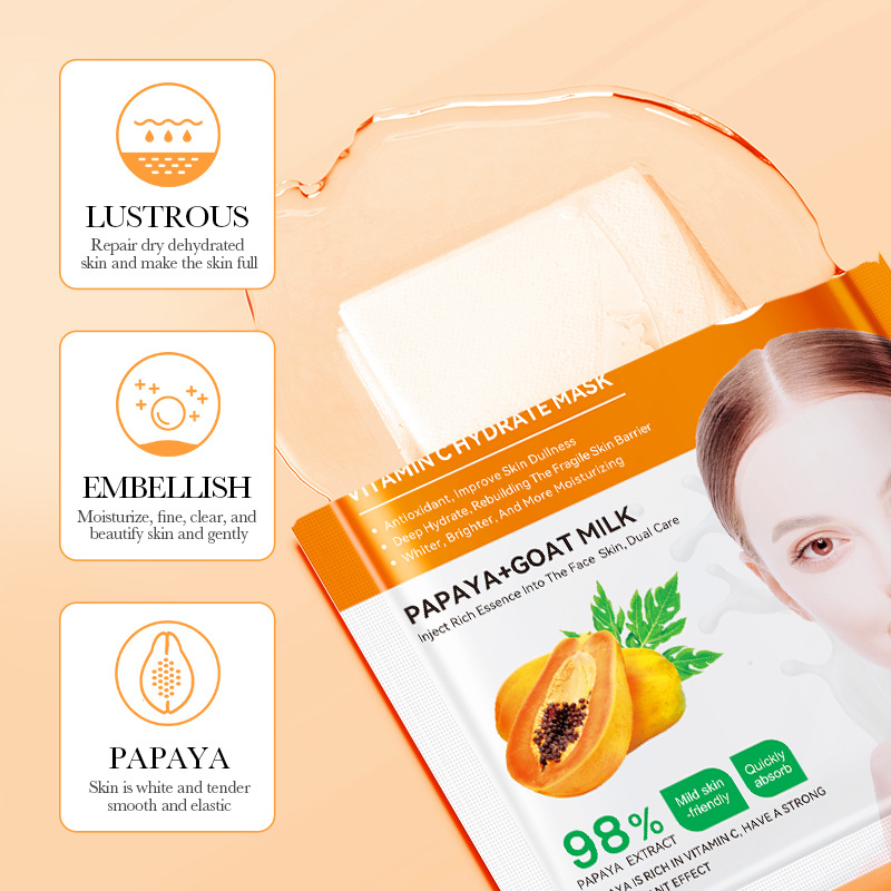 All-english BIOAOUA Papaya Vitamin C Brightening, Moisturizing and Hydrating Facial mask Cross-border wholesale Application Scenario