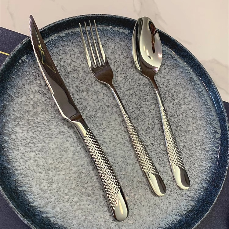 Star Diamond Shiny 304 Hotel Western cuisine knives, forks and spoons, luxurious French restaurant household steak knives and forks, commercial tableware full figure