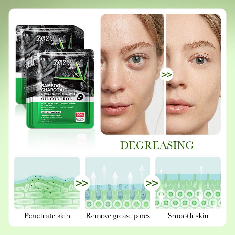 All-english ZOZU bamboo charcoal Cleansing and oil-Control Facial mask Cleansing and Blackhead Removal Mask cross-border export wholesale Item Picture