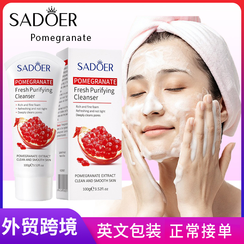 Cross-border export wholesale of all-English SADOER Pomegranate Fresh Facial Cleanser full figure