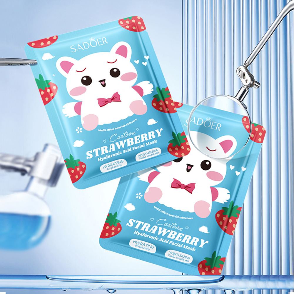 Cross-border wholesale of SADOER strawberry hyaluronic acid Hydrating Cartoon Mask and Moisturizing Mask in English Item Picture