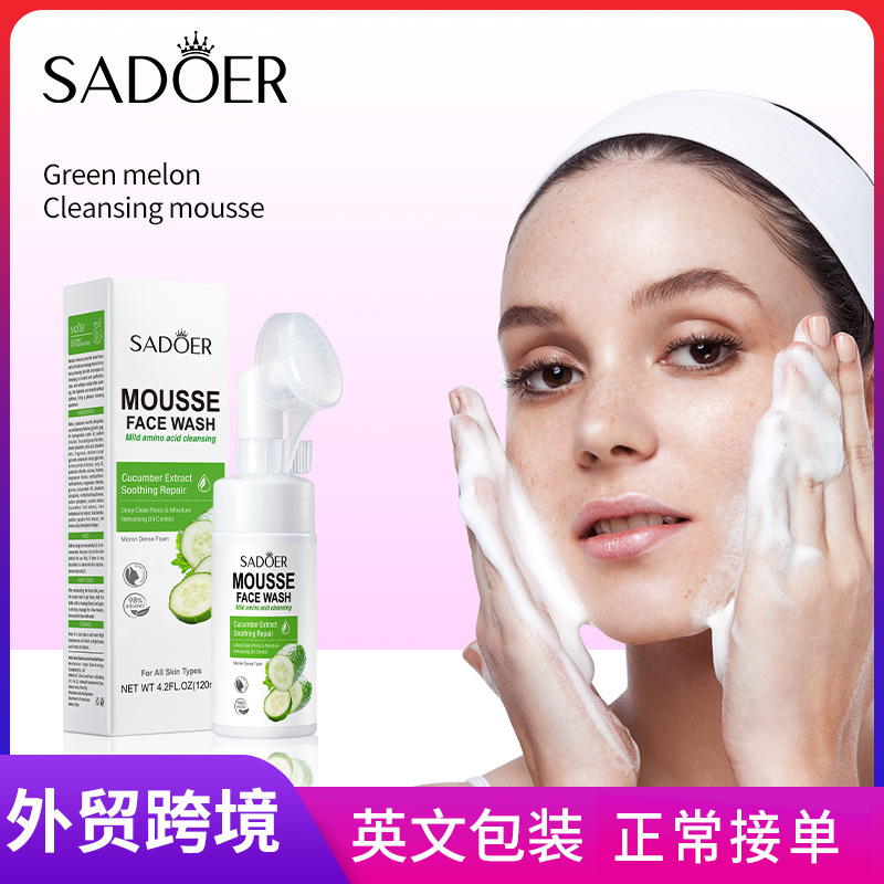 All-english SADOER Cucumber amino Acid Facial Cleanser Mousse Fine Foam Facial Cleanser cross-border export wholesale full figure