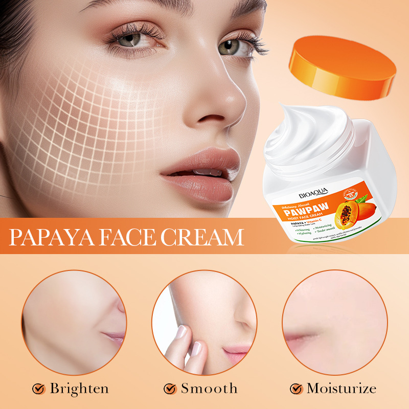 All-english BIOAOUA Papaya Vitamin C Whitening and Moisturizing Cream Brightening and Nourishing Face Cream Cross-border export wholesale Application Scenario