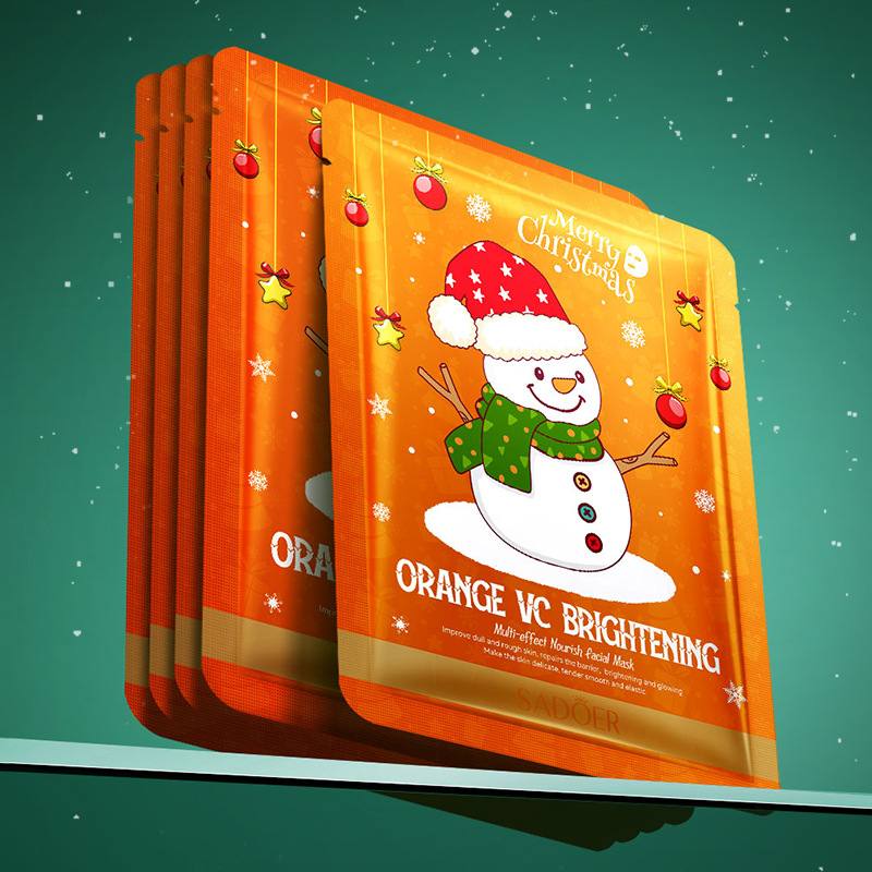 Cross-border wholesale of SADOER Christmas Sweet Orange VC Brightening Facial mask Moisturizing Facial Mask in English Item Picture
