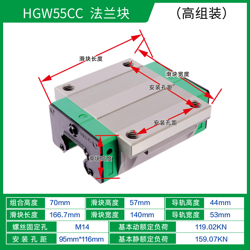 Linear guide slider high set of slide rail line rail HGH/HGW / 15.20.25.30.35.45.55. undefined