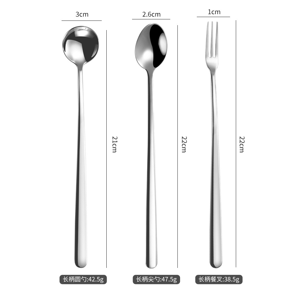 304 stainless steel coffee spoon, long-handled stirring spoon, creative ice spoon, thickened and lengthened dessert honey spoon, seasoning spoon Item Picture