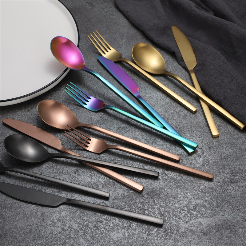 Cross-border stainless steel knife, fork, spoon, brushed steak knife and fork, foreign trade version, Instagram popular Western dining tableware set gift details Picture