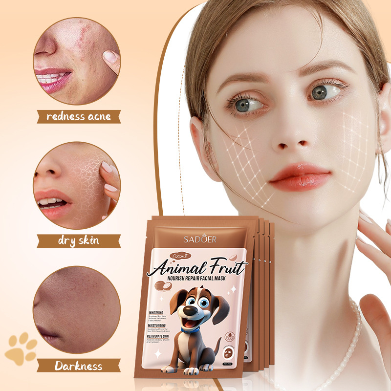 Cross-border export wholesale of SADOER puppy Coconut Nourishing and Repairing Facial mask Specification drawing