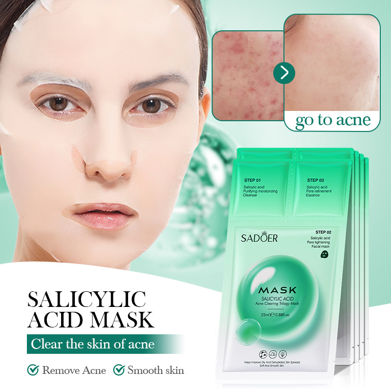 Cross-border export wholesale of SADOER salicylic acid acne-removing Trilogy Masks, delicate and moisturizing masks full figure