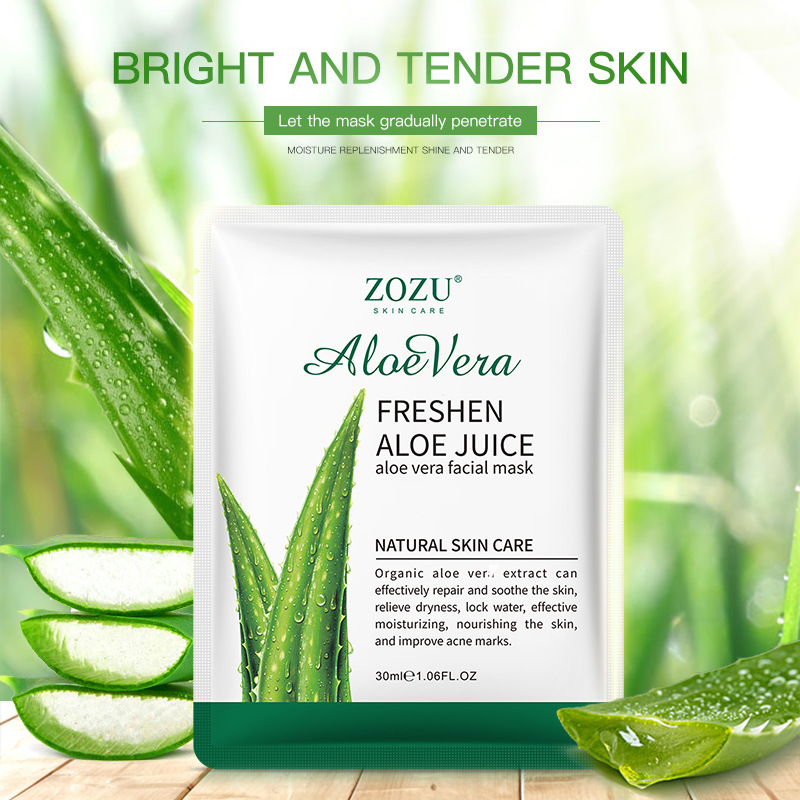 All-english ZOZU Aloe Vera Facial mask for hydrating, moisturizing and nourishing the face, cross-border export wholesale full figure