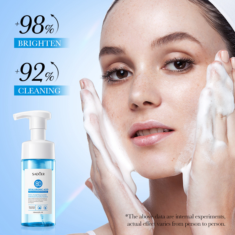 Cross-border wholesale of SADOER8D Hyaluronic Acid Gentle Cleansing Mousse Facial Cleanser in English Application Scenario
