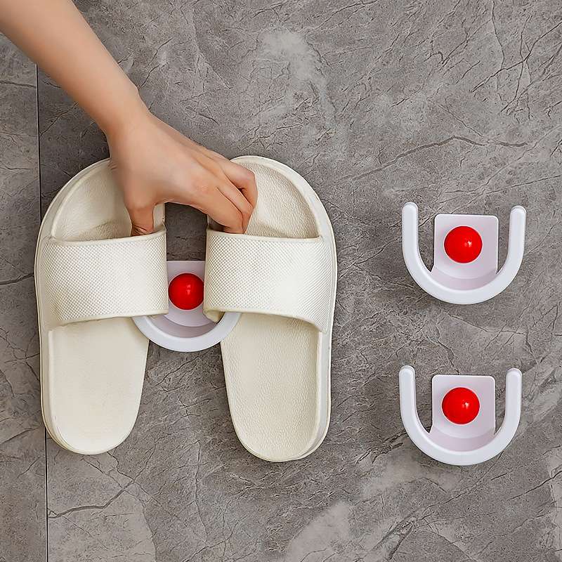 J52-3819 Bathroom slippers rack, wall-mounted, no need for drilling, bathroom wall, behind the toilet door, draining shoes storage