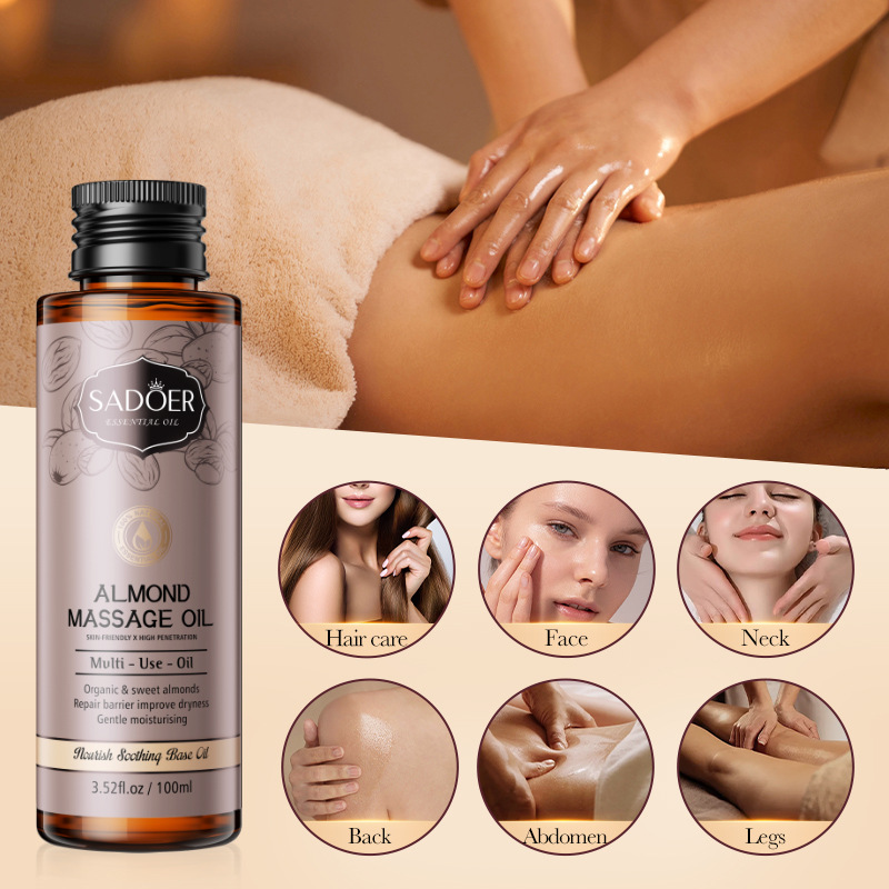 SADOER sweet Almond Oil Base Massage Oil Moisturizing Skin and body essential oil cross-border export wholesale Item Picture