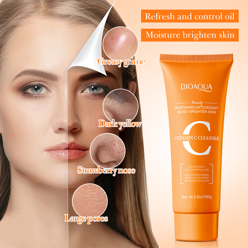 All-english BIOAQUA Vitamin C Whitening and Antioxidant Facial Cleanser, cross-border export wholesale of cleansing facial cleanser details Picture